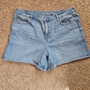 American Eagle Denim Shorts Womens 16 Light Blue Wash High Rise Relaxed Stretch